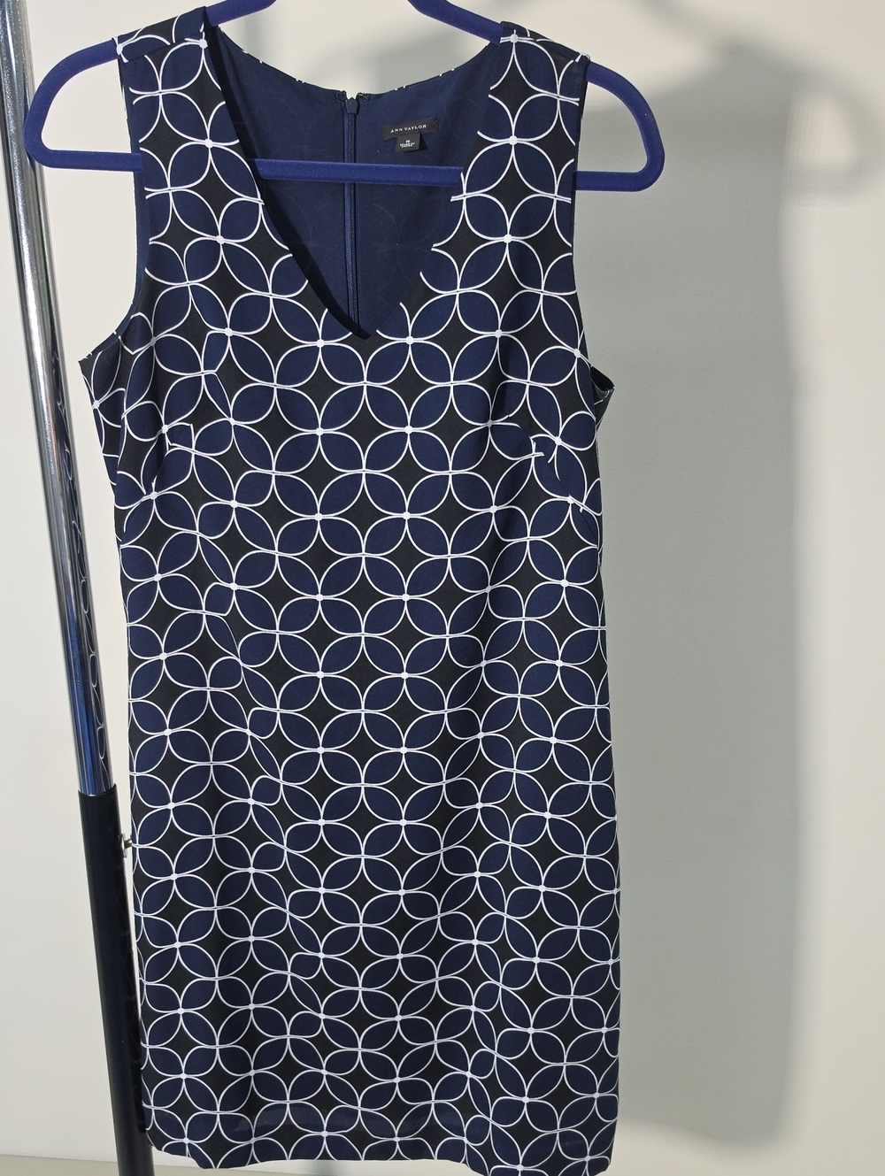 Ann Taylor Navy Dress with White Circular Print